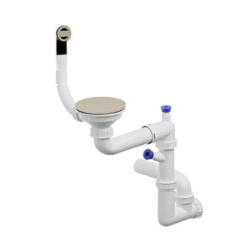 Sifon Save Space + Easy Clean cu mască pentru scurgere, pentru chiuvete sub blat și pe blat Slim compozit, cu 1 cuvă – preaplin rotund