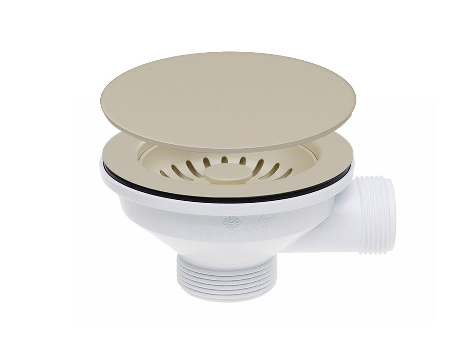 Sifon Save Space + Easy Clean cu mască pentru scurgere, pentru chiuvete sub blat și pe blat Slim compozit, cu 1 cuvă – preaplin rotund