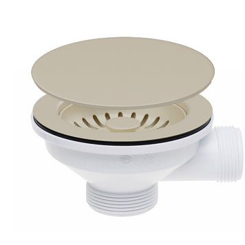 Sifon Save Space + Easy Clean cu mască pentru scurgere, pentru chiuvete sub blat și pe blat Slim compozit, cu 1 cuvă – preaplin rotund