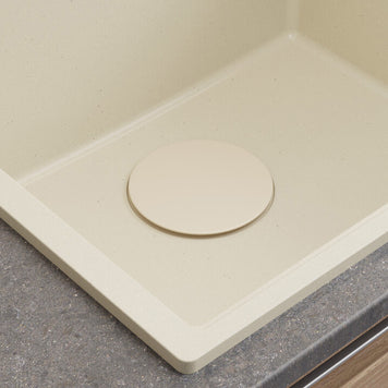Sifon Save Space + Easy Clean cu mască pentru scurgere, pentru chiuvete sub blat și pe blat Slim compozit, cu 1 cuvă – preaplin rotund