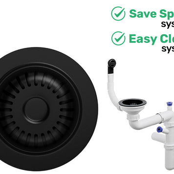 Sifon Save Space + Easy Clean pentru chiuvete sub blat și pe blat Slim compozit, cu 1 cuvă – preaplin rotund