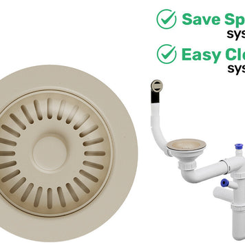 Sifon Save Space + Easy Clean pentru chiuvete sub blat și pe blat Slim compozit, cu 1 cuvă – preaplin rotund