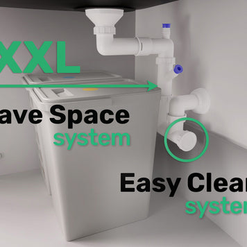 Sifon Save Space + Easy Clean pentru chiuvete sub blat și pe blat Slim cu 1 cuvă – preaplin rotund