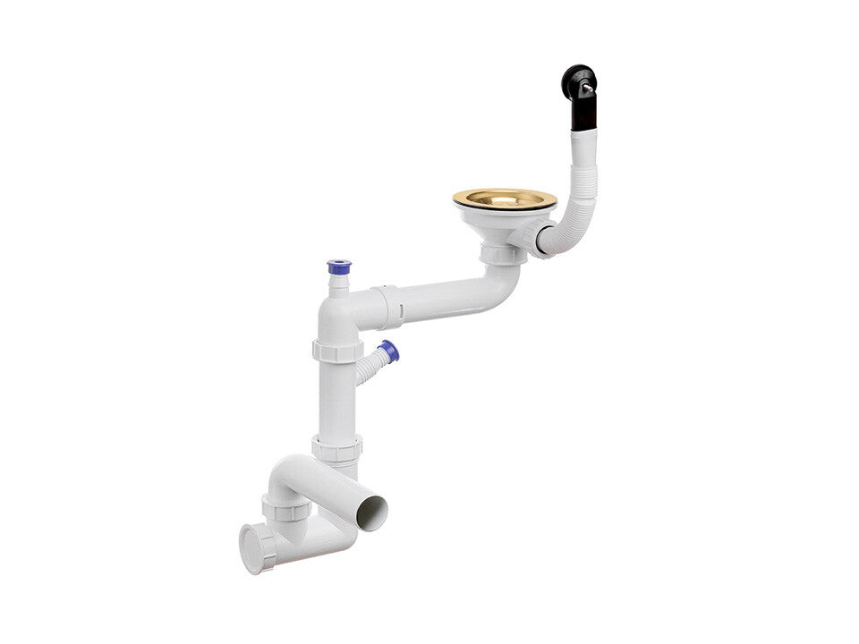 Sifon Save Space + Easy Clean pentru chiuvete sub blat și pe blat Slim cu 1 cuvă – preaplin rotund