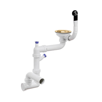 Sifon Save Space + Easy Clean pentru chiuvete sub blat și pe blat Slim cu 1 cuvă – preaplin rotund