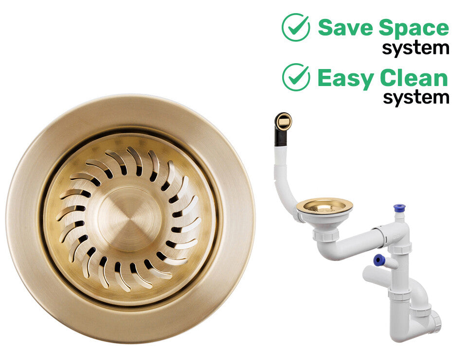 Sifon Save Space + Easy Clean pentru chiuvete sub blat și pe blat Slim cu 1 cuvă – preaplin rotund