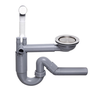 Sifon Save Space cu cuvă simplă, telescopic, manual, cu mască – preaplin rotund