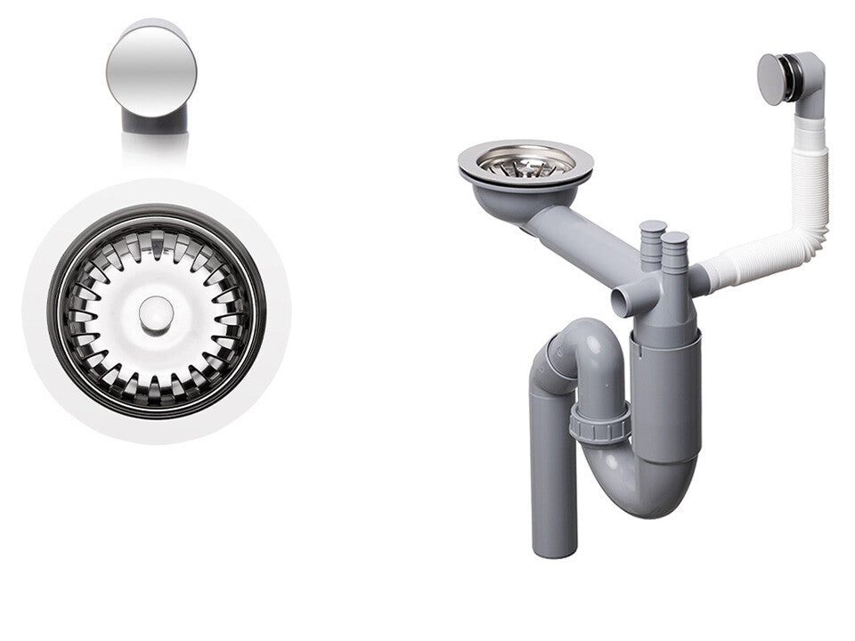 Sifon Save Space cu cuvă simplă manual telescopic – preaplin rotund