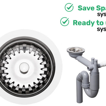 Sifon Save Space cu cuvă simplă manual telescopic – preaplin rotund