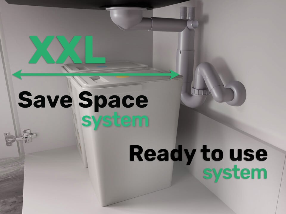 Sifon Save Space cu cuvă simplă telescopic manual – preaplin rotund