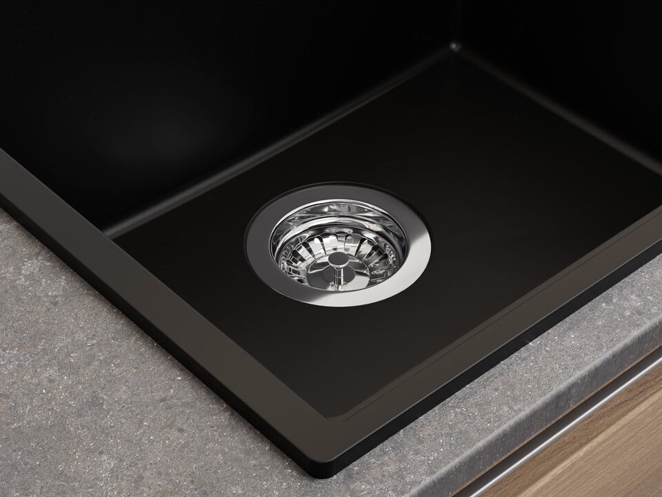 Sifon Save Space cu cuvă simplă telescopic manual – preaplin rotund