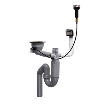 Sifon Save Space cu cuva simplă, telescopic, automat – pentru chiuvete sub blat, preaplin dreptunghiular