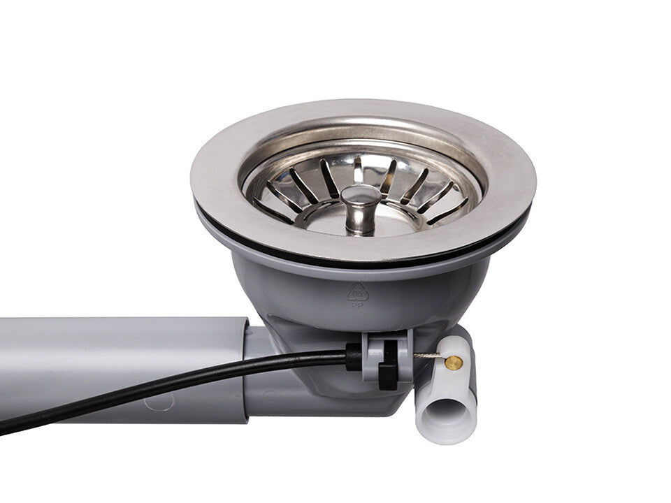 Sifon Save Space cu cuva simplă, telescopic, automat – pentru chiuvete sub blat, preaplin dreptunghiular