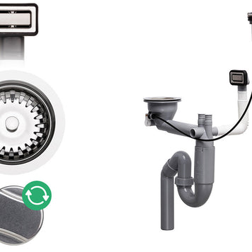 Sifon Save Space cu cuva simplă, telescopic, automat – preaplin dreptunghiular