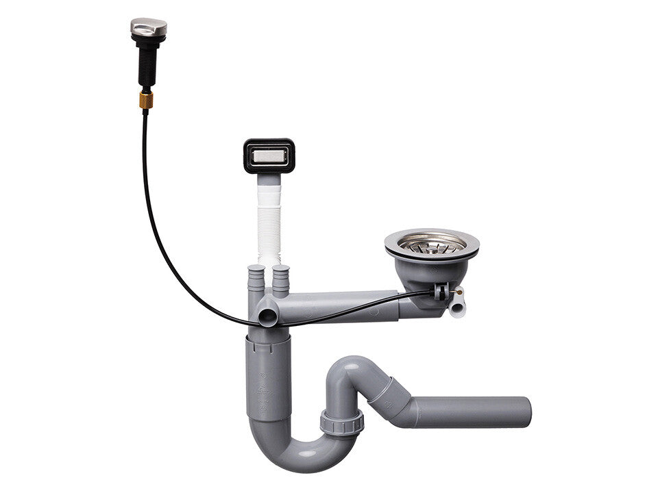 Sifon Save Space cu cuva simplă, telescopic, automat – preaplin dreptunghiular