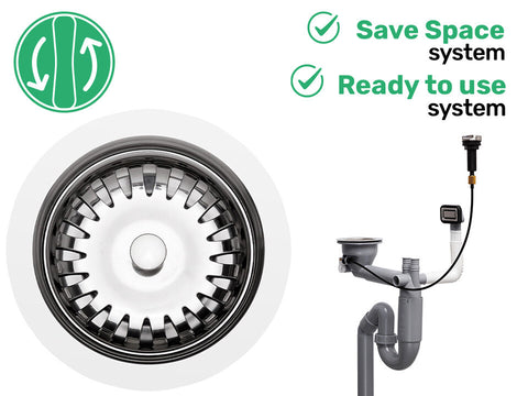 Sifon Save Space cu cuva simplă, telescopic, automat – preaplin dreptunghiular