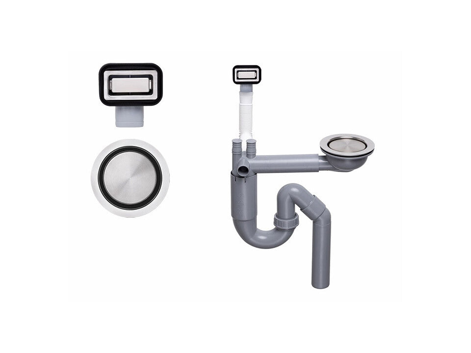 Sifon Save Space cuvă simplă telescopic manual cu mască – preaplin dreptunghiular