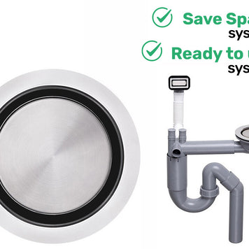 Sifon Save Space cuvă simplă telescopic manual cu mască – preaplin dreptunghiular