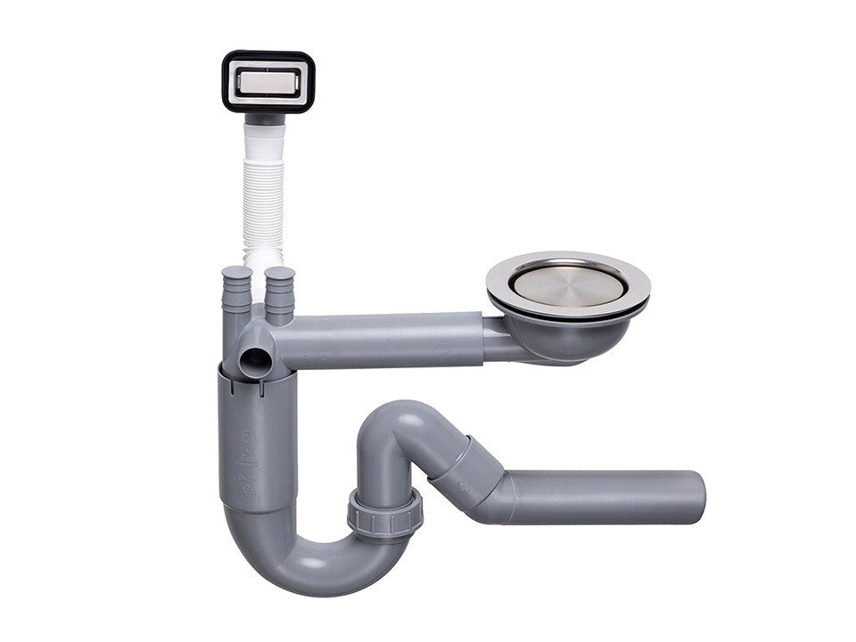 Sifon Save Space cuvă simplă telescopic manual cu mască – preaplin dreptunghiular