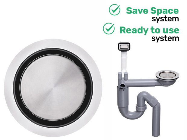 Sifon Save Space cuvă simplă telescopic manual cu mască – preaplin dreptunghiular