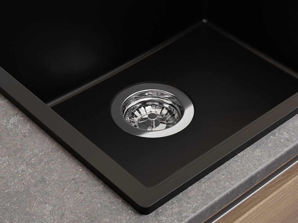 Sifon Save Space cu cuvă simplă, telescopic, manual, cu mască – preaplin vertical