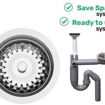 Sifon Save Space cu cuvă simplă, telescopic, manual, cu mască – preaplin vertical