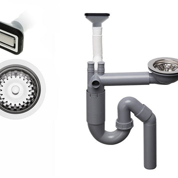 Sifon Save Space cu cuvă simplă, telescopic, manual, cu mască – preaplin vertical