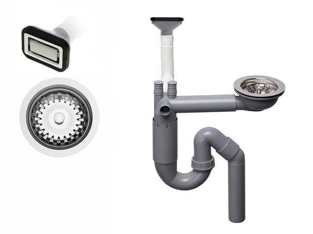 Sifon Save Space cu cuvă simplă, telescopic, manual, cu mască – preaplin vertical