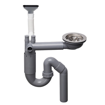 Sifon Save Space cu cuvă simplă, telescopic, manual, cu mască – preaplin vertical