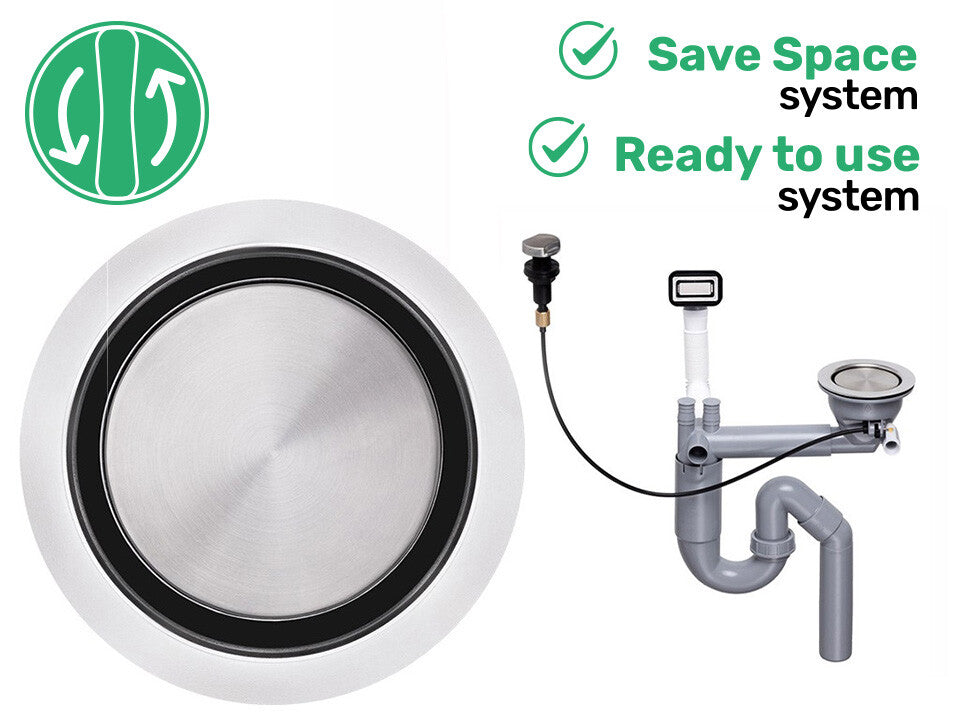 Sifon Save Space cuvă simplă telescopic automat cu mască – preaplin dreptunghiular