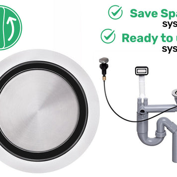 Sifon Save Space cuvă simplă telescopic automat cu mască – preaplin dreptunghiular