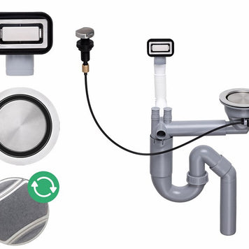 Sifon Save Space cuvă simplă telescopic automat cu mască – preaplin dreptunghiular