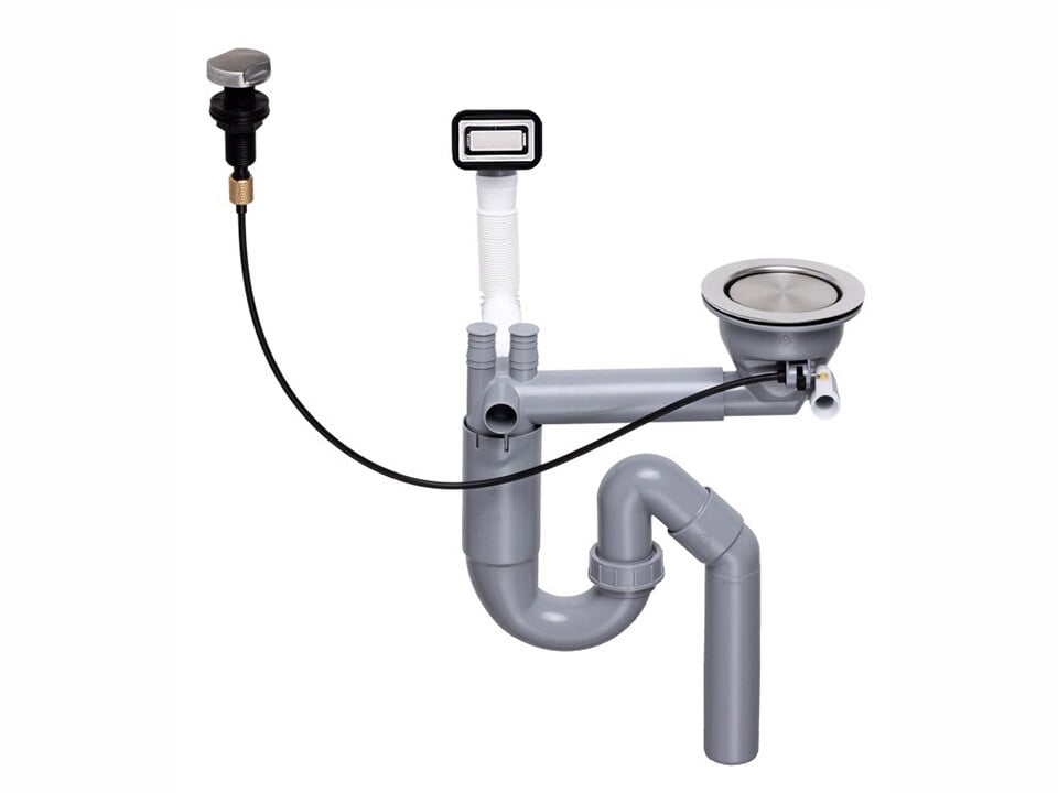 Sifon Save Space cuvă simplă telescopic automat cu mască – preaplin dreptunghiular