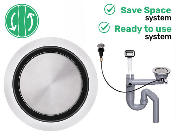 Sifon Save Space cuvă simplă telescopic manual cu mască – preaplin dreptunghiular