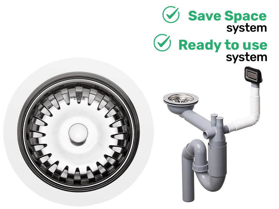 Sifon Save Space cuva simplă telescopic manual – preaplin dreptunghiular