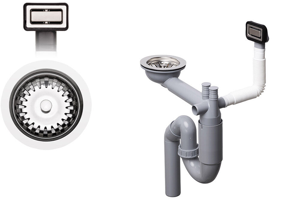 Sifon Save Space cuva simplă telescopic manual – preaplin dreptunghiular