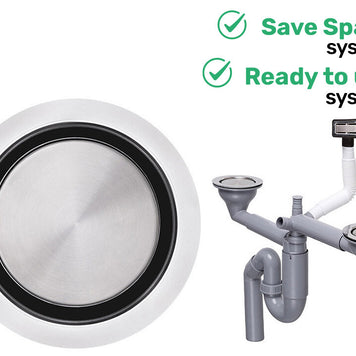 Sifon Save Space două cuve telescopic manual cu mască – preaplin dreptunghiular