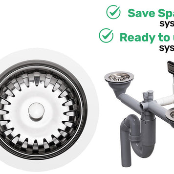 Sifon Save Space două cuve, telescopic, manual – preaplin dreptunghiular