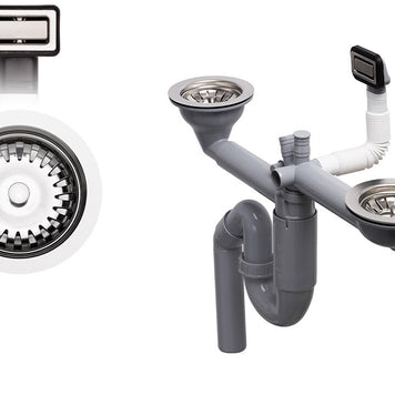 Sifon Save Space două cuve, telescopic, manual – preaplin dreptunghiular