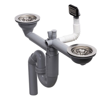 Sifon Save Space două cuve, telescopic, manual – preaplin dreptunghiular