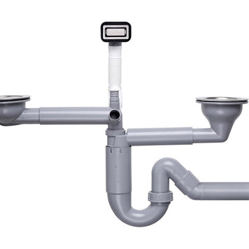 Sifon Save Space două cuve, telescopic, manual – preaplin dreptunghiular