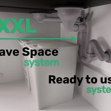 Sifon Save Space două cuve telescopic, manual cu mască – preaplin vertical