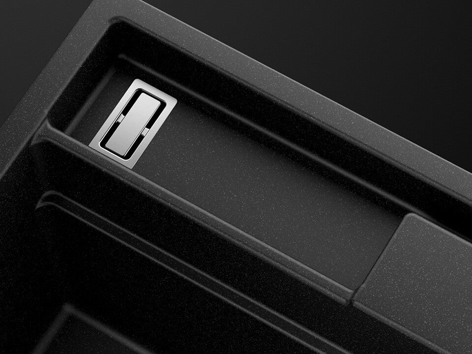 Sifon Save Space două cuve telescopic, manual cu mască – preaplin vertical