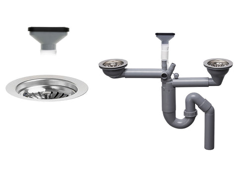 Sifon Save Space două cuve telescopic, manual – preaplin vertical