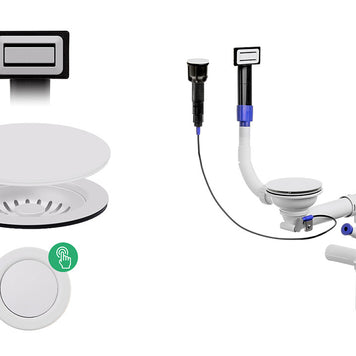 Sifon Save Space + Easy Clean, cuvă simplă, automat cu mască pentru chiuvete de bucătărie sub blat, preaplin dreptunghiular