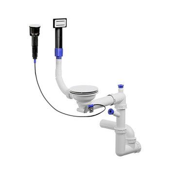 Sifon Save Space + Easy Clean, cuvă simplă, automat cu mască pentru chiuvete de bucătărie sub blat, preaplin dreptunghiular