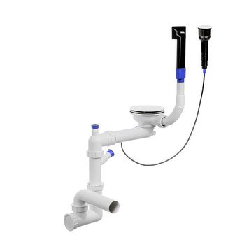 Sifon Save Space + Easy Clean, cuvă simplă, automat cu mască pentru chiuvete de bucătărie sub blat, preaplin dreptunghiular