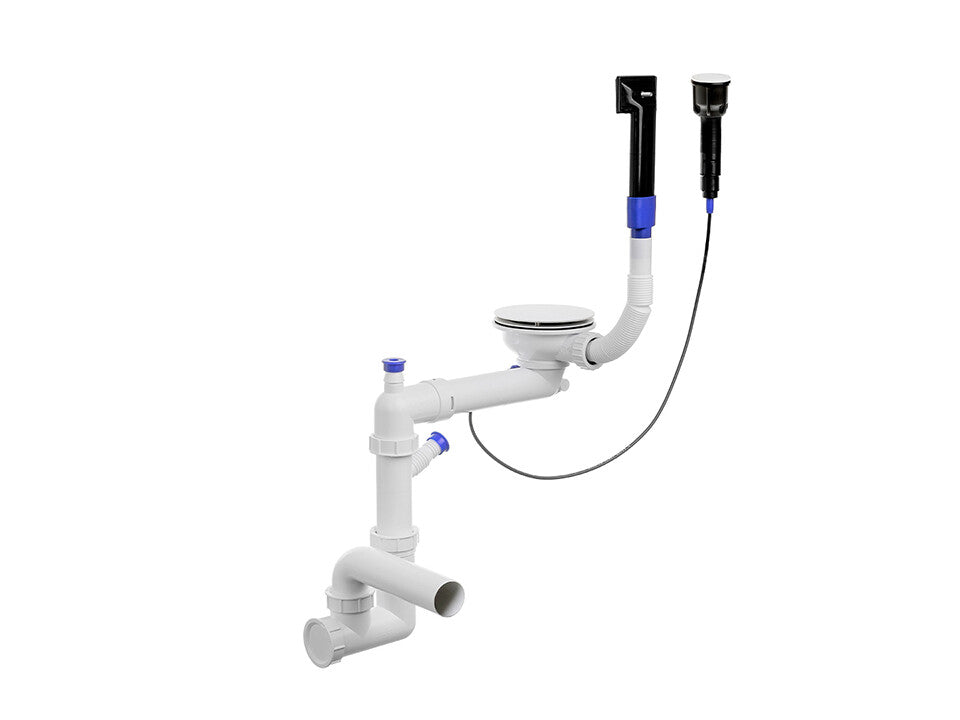 Sifon Save Space + Easy Clean, cuvă simplă, automat cu mască, preaplin dreptunghiular