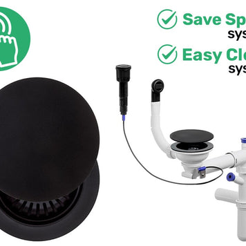 Sifon Save Space + Easy Clean, cuvă simplă, automat cu mască, preaplin rotund