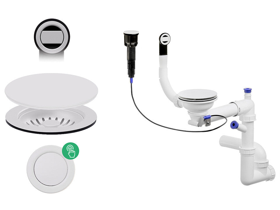 Sifon Save Space + Easy Clean, cuvă simplă, automat cu mască, preaplin rotund